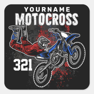 Personalised Freestyle Motocross Racing FMX Tricks Square Sticker