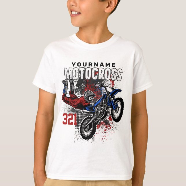 Personalised Freestyle Motocross Racing FMX Tricks T-Shirt (Front)