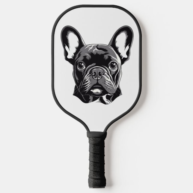 Personalised French Bulldog Black and White Pickleball Paddle (Front)