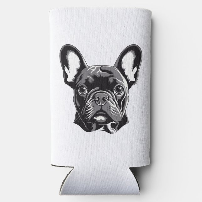 Personalised French Bulldog Black and White Seltzer Can Cooler (Back)