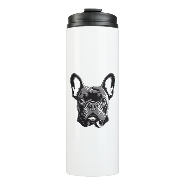 Personalised French Bulldog Black and White Thermal Tumbler (Front)