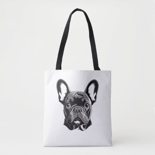 Personalised French Bulldog Black and White Tote Bag (Front)