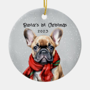 Personalised French Bulldog Ceramic Tree Decoration
