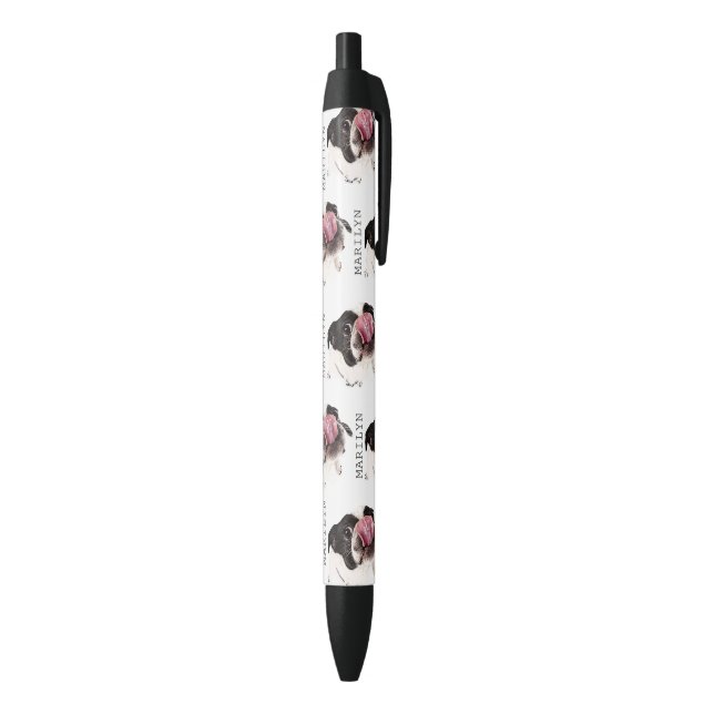 Personalised French Bulldog | Cute Frenchie Black Ink Pen (Bottom (Vertical))