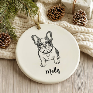 Personalised French Bulldog Dog Christmas Ceramic Tree Decoration
