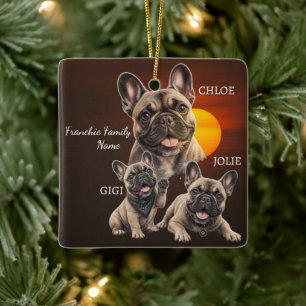 Personalised French Bulldog Family Names Ceramic Ornament
