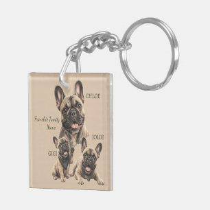 Personalised French Bulldog Family Names Key Ring