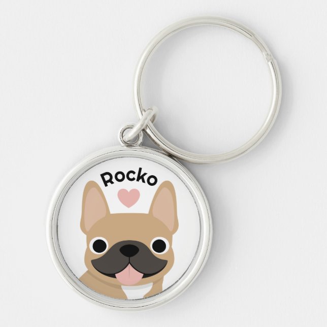 Personalised French Bulldog Keychain Custom Name  (Front)