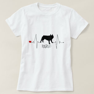 Personalised French Bulldog Love My Dog Heart Beat T-Shirt