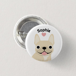 Personalised French Bulldog Name Button pin