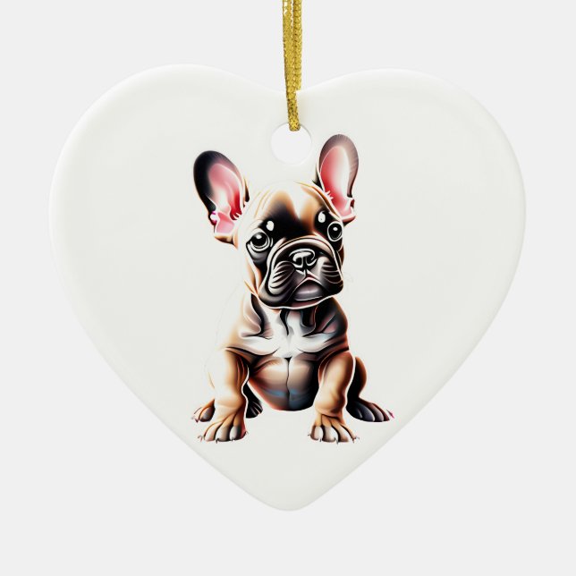 Personalised French Bulldog Puppy Ceramic Tree Decoration (Front)