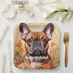 Personalised French Bulldog puppy Napkins Paper Plate