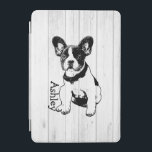 Personalised French Bulldog Puppy Pick Your Colour iPad Mini Cover<br><div class="desc">Cute graphic of a French Bulldog Poppy against rustic wood background design with customisable text/name/initial/monogram. You can delete the background image and easily add whatever colour you like: Click on the customise it button> At top click on Edit > Background> A menu of colours will come up, choose one or...</div>