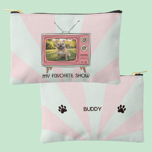 Personalised French Bulldog Retro TV Pastel Dog Accessory Pouch
