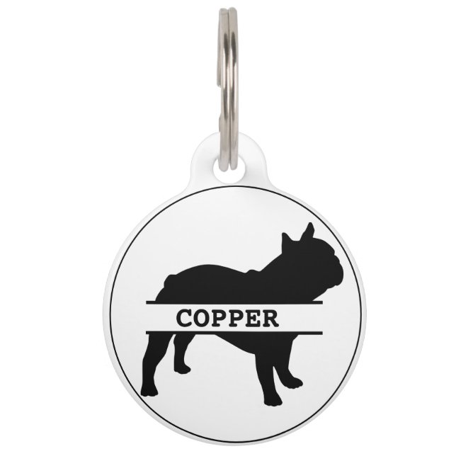Personalised French Bulldog  Round Pet Tag (Front)