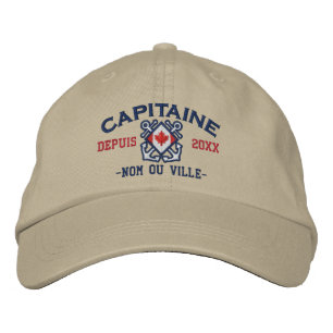 Personalised French Canadian Captain Nautical Embroidered Hat