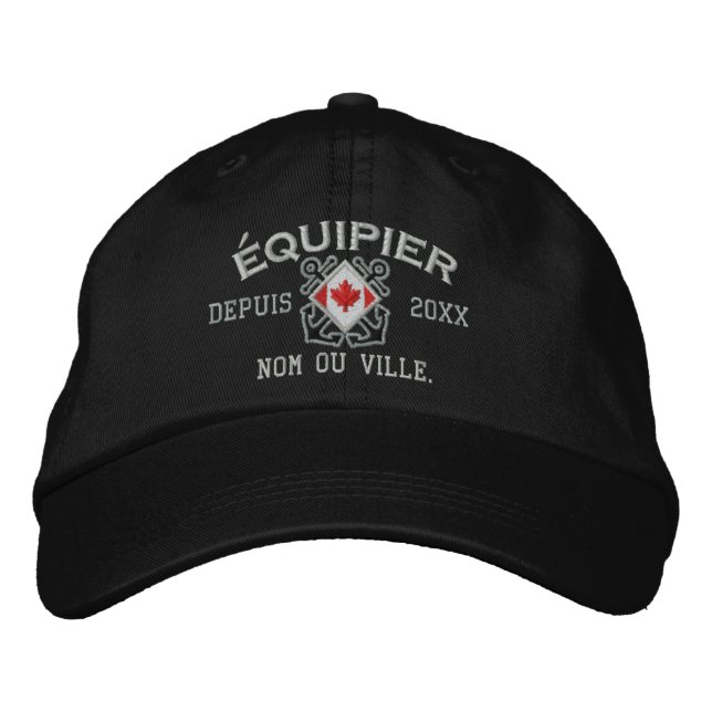 Personalised French Canadian Crew Nautical Embroidered Hat (Front)