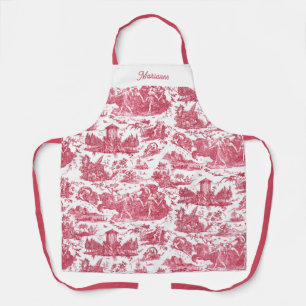 Personalised French Chariot of Dawn Toile-Pink Apron