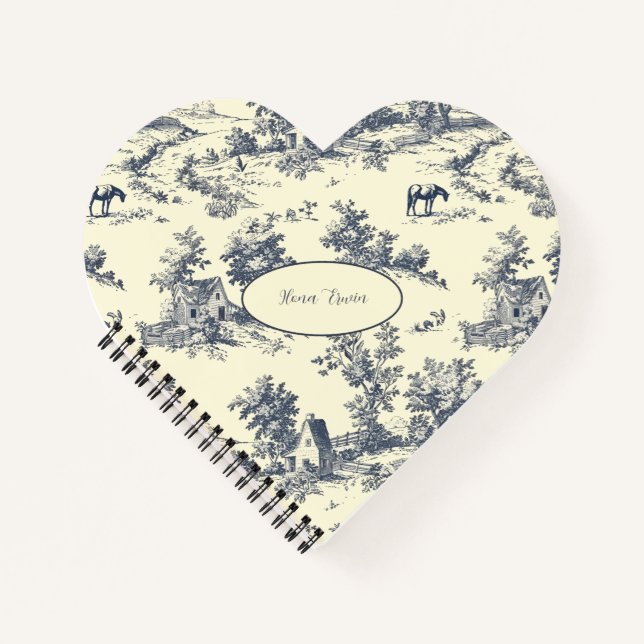 Personalised French Farmhouse Blue Toile de Jouy Notebook (Front)