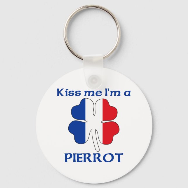 Personalised French Kiss Me I'm Pierrot Key Ring (Front)