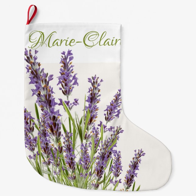 Personalised French Lavender Large Christma Large Christmas Stocking (Front)