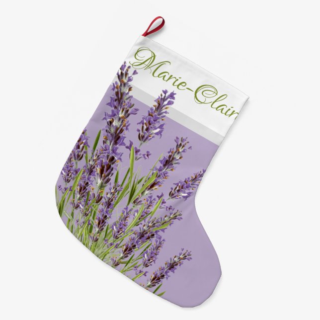 Personalised French Lavender Purple Large Christmas Stocking (Front (Hanging))