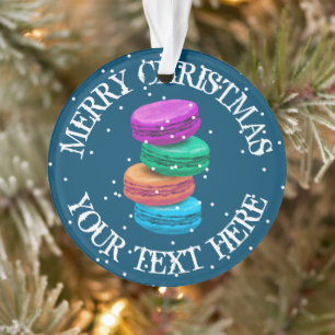 Personalised french macaron Christmas photo Ornament