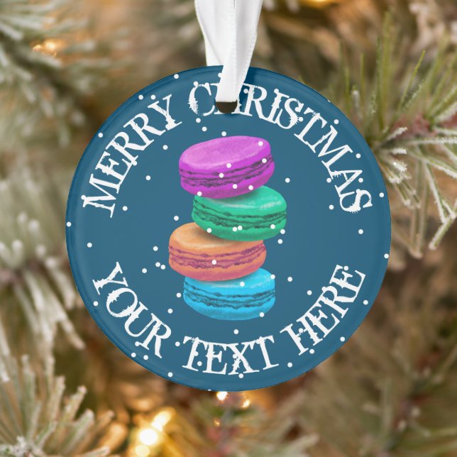Personalised french macaron Christmas photo Ornament (Tree)