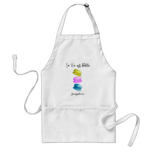 Personalised French Macaron Watercolor Baker Name Standard Apron