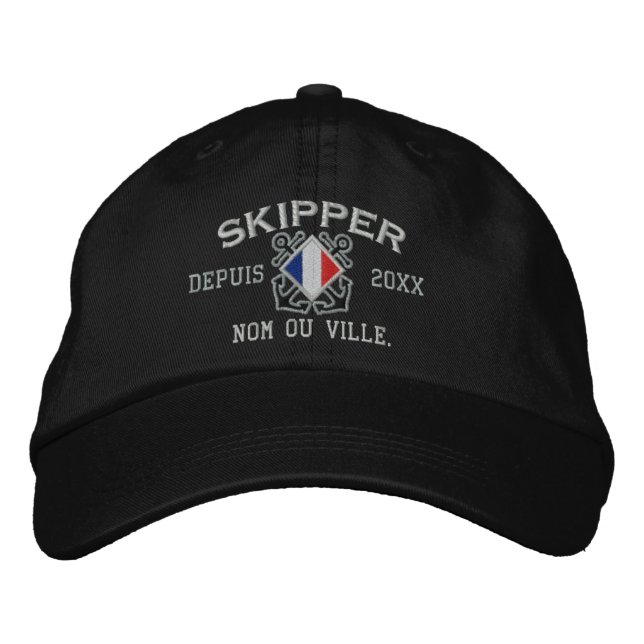 Personalised French Skipper Nautical Embroidery Embroidered Hat (Front)