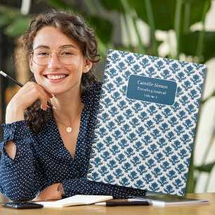 Personalised French Tapestry Blue and White Notebook