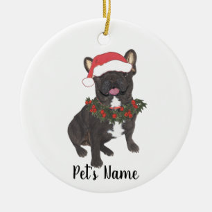 Personalised Frenchie (Black Brindle) Ceramic Tree Decoration