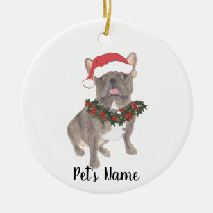 Personalised Frenchie (Blue Silver Grey Lilac) Ceramic Tree Decoration