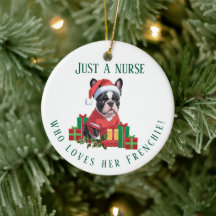 Personalised Frenchie Nurse Christmas Dog Lover