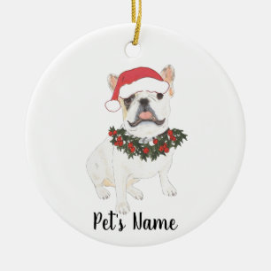 Personalised Frenchie (White Pied) Ceramic Tree Decoration