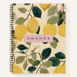 Personalised Fresh Lemon Botanical Design Notebook