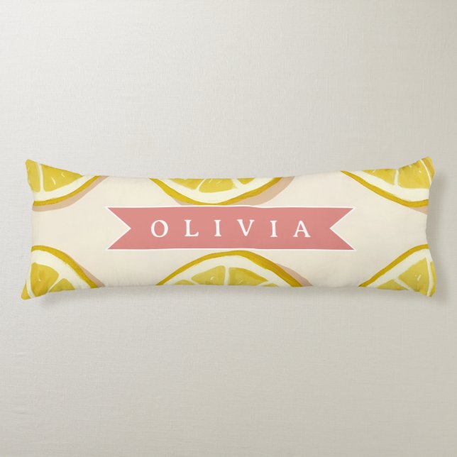 Personalised Fresh Lemon Slice Pattern Bright Body Cushion (Front)