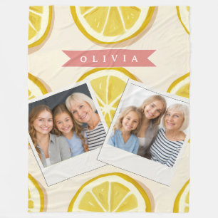 Personalised Fresh Lemon Slice Pattern Bright Fleece Blanket