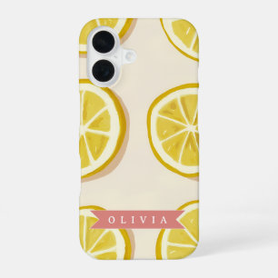 Personalised Fresh Lemon Slice Pattern Bright iPhone 16 Case