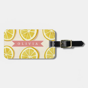 Personalised Fresh Lemon Slice Pattern Bright Luggage Tag