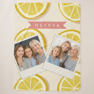 Personalised Fresh Lemon Slice Pattern Bright Sherpa Blanket