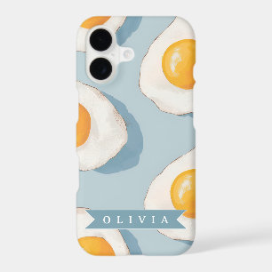 Personalised Fried Egg Pattern Fun Blue Funny