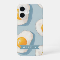 Personalised Fried Egg Pattern Fun Blue Funny
