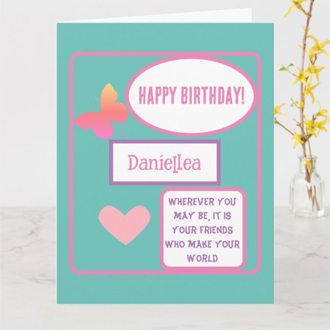 Personalised Friend Birthday Card With Name (Yellow Flower)