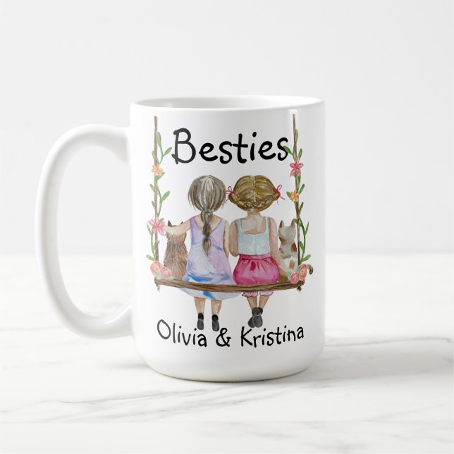 Personalised Friend Name Gift Mug Bestie Girls Cat (Left)