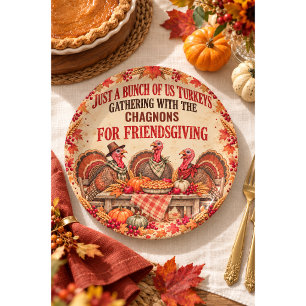 Personalised Friendsgiving Turkey Paper Dinner Pla Plate