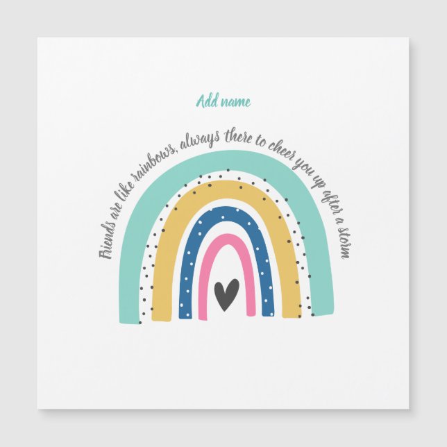 Personalised friendship Rainbow & phrase (Front)