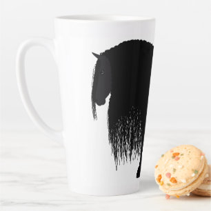 Personalised Friesian Horse Illustration Latte Mug