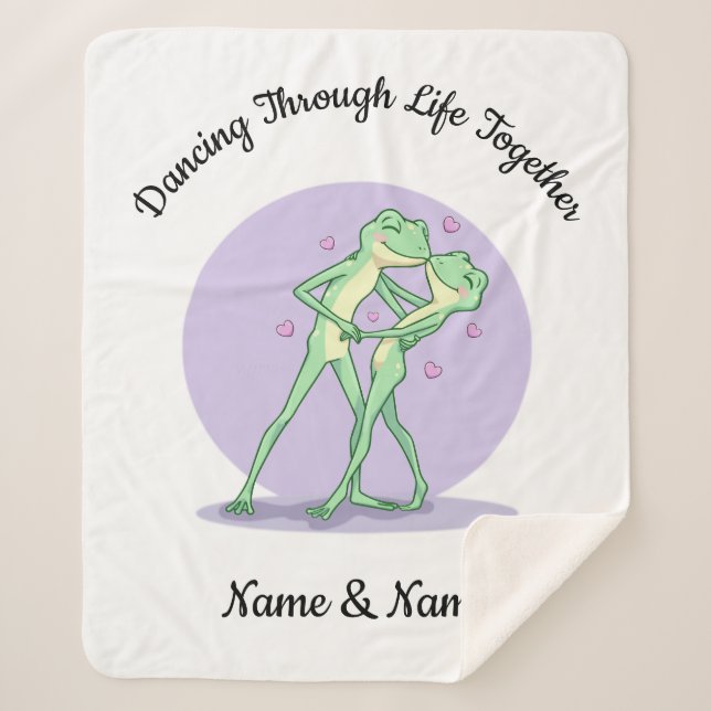 Personalised Frog Couple Sherpa Blanket (Front)
