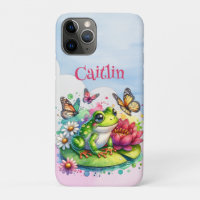 Personalised Frog, Flowers and Butterflies